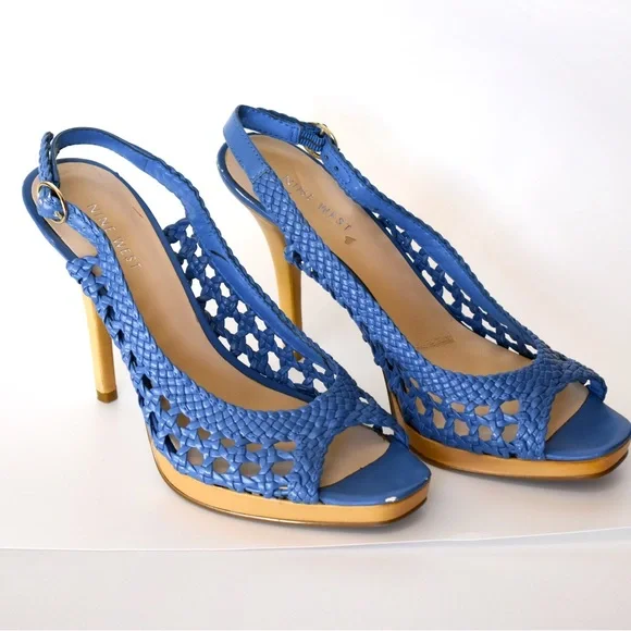 Nine West Blue Leather High Heel Shoes - Picture 1 of 7